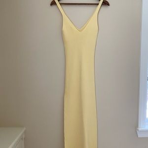 Glassons | buttercup yellow bodycon midaxi knit dress, strapless; NWT